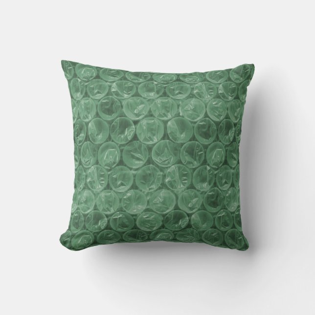 Coussin Motif d'enveloppement de bulle verte (Recto)