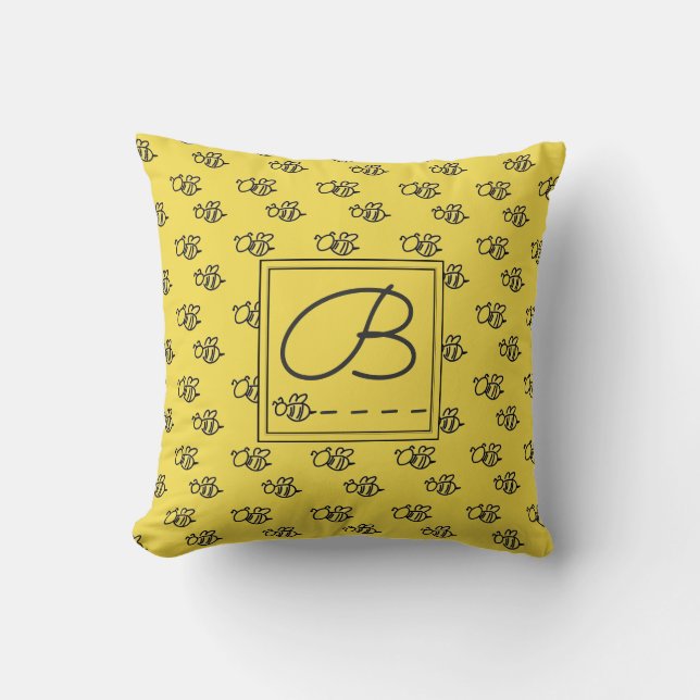 Coussin Motif des abeilles d'été jaune (Recto)
