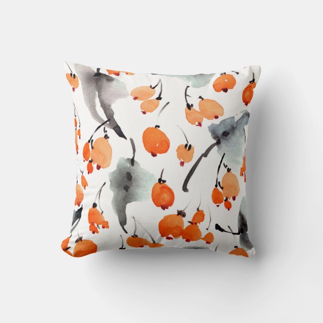 Coussin Motif des baies d'aquarelle et de l'illustration f (Recto)