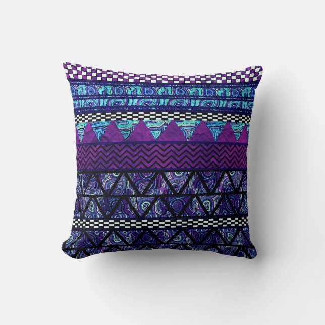 Coussin Motif des bandes de la tribu des Boho violet profo (Recto)