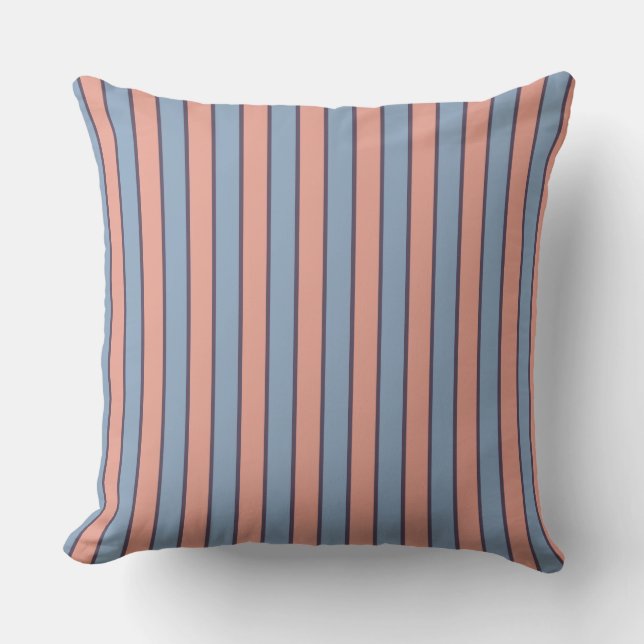 Coussin Motif des bandes de lignes rose et bleu (Recto)