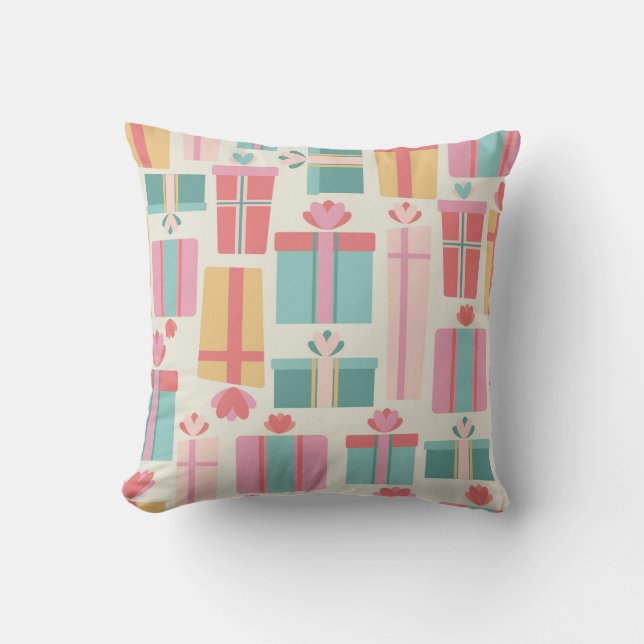 Coussin Motif des boîtes-cadeaux Pastel (Recto)