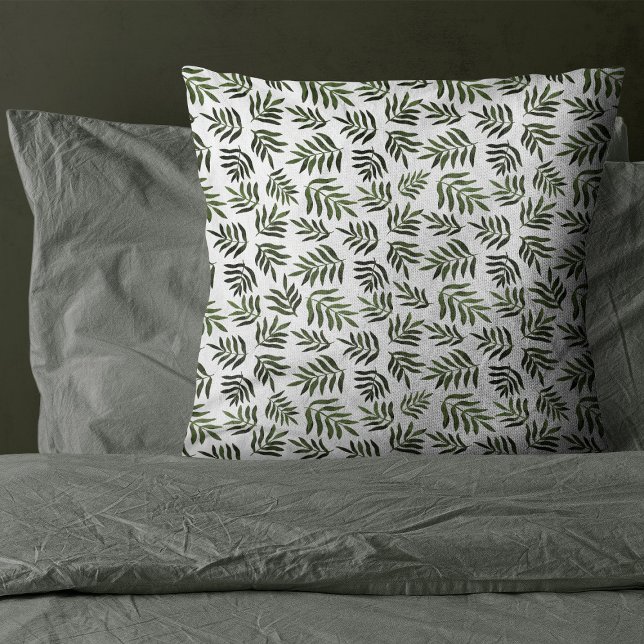Coussin Motif des branches vertes aquarelle (Créateur téléchargé)