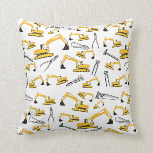 Coussin Motif des camions et des outils de construction de