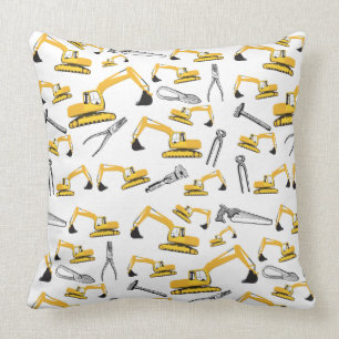 Coussin Motif des camions et des outils de construction de