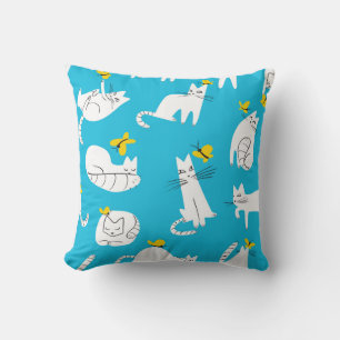 Coussin Motif des chats et papillons