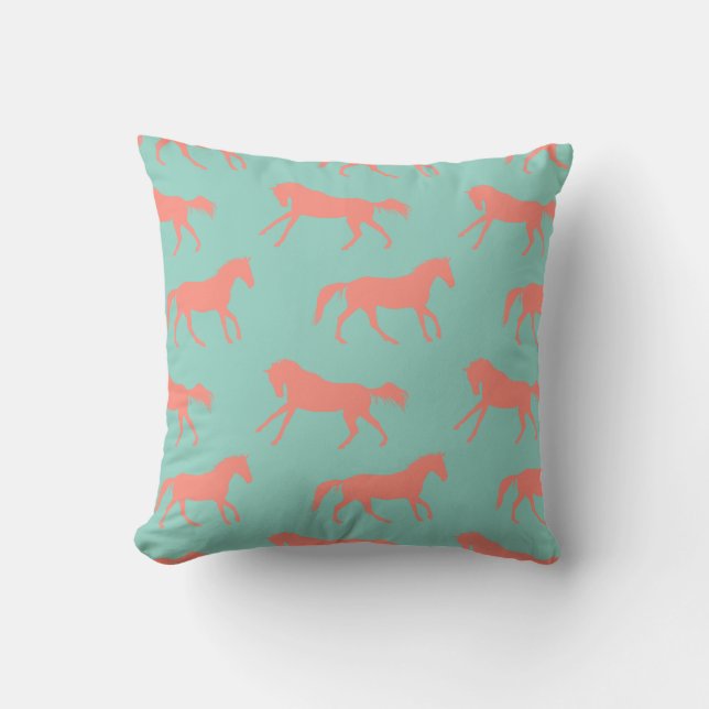 Coussin Motif des chevaux de Corail et de Mint Galloping (Recto)