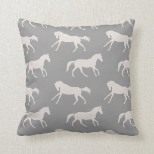Coussin Motif des Chevaux de Galloping Gray