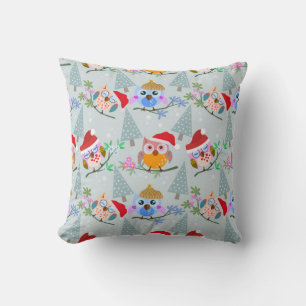 Coussin Motif des Chouettes de Noël