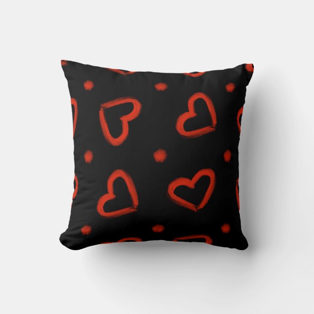 Coussin Motif des Coeurs du Jour des Valentines Noires et  (Recto)