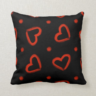 Coussin Motif des Coeurs du Jour des Valentines Noires et