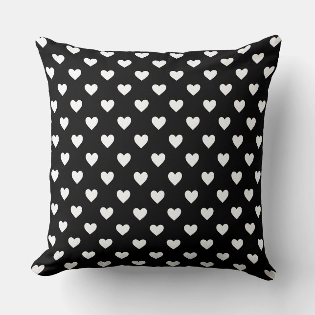 Coussin Motif des Coeurs Noir et Blanc (Recto)