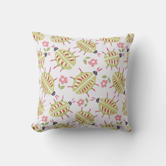 Coussin Motif des coléoptères verts Lover Goblincore (Recto)