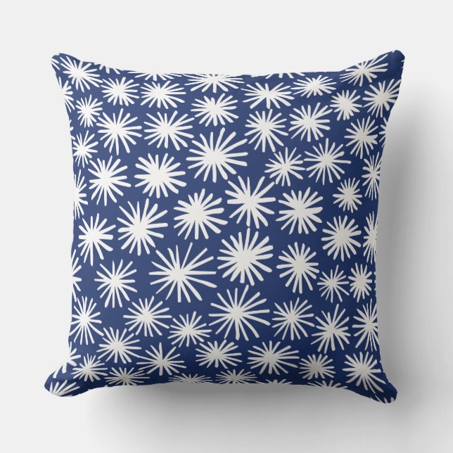 Coussin Motif des étoiles - Blanc sur Bleu #1D336D (Recto)