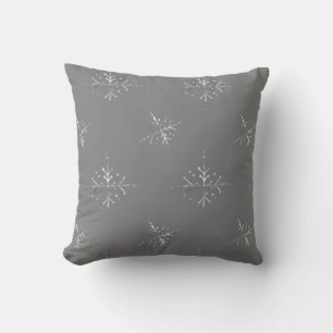 Coussin Motif des flocons de neige gris argent