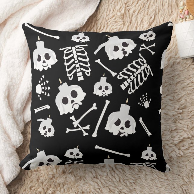 Coussin Motif des os crâniens de squelette d'Halloween (Couverture)