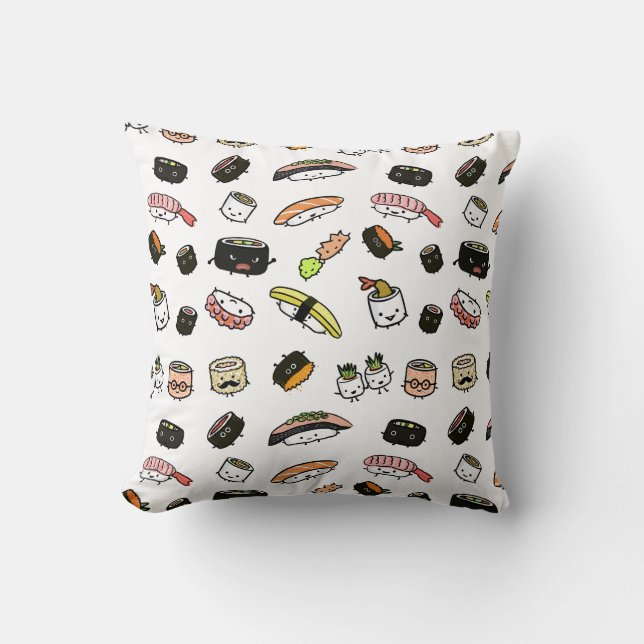 Coussin Motif des personnages de sushi (Recto)