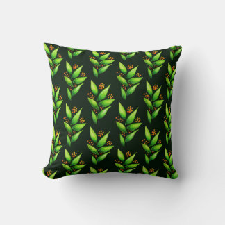 Coussin Motif des plantes vertes d'aquarelle avec des
