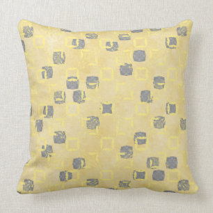 Coussin Motif des Pois abstents jaunes et gris