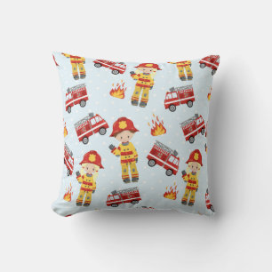 Coussin Motif des pompiers Enfants et camions