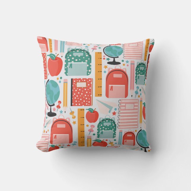 Coussin Motif des ressources de retour à l'école (Recto)