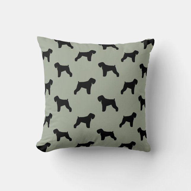 Coussin Motif des silhouettes de Terrier russe noir (Recto)
