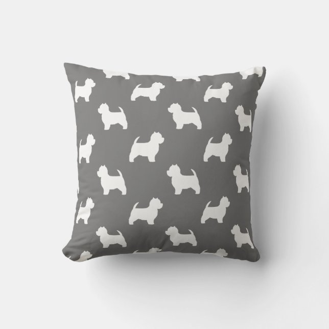 Coussin Motif des silhouettes du Terrier blanc West Highla (Recto)
