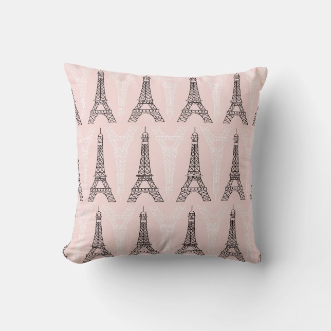 Coussin Motif des tours Eiffel roses (Recto)