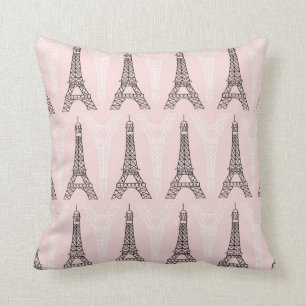 Coussin Motif des tours Eiffel roses