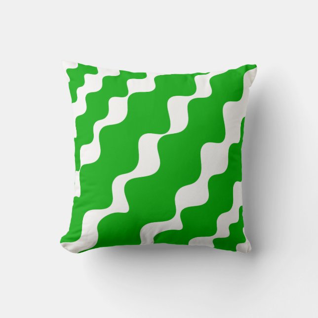 Coussin Motif des vagues inclinées vertes et blanches (Recto)