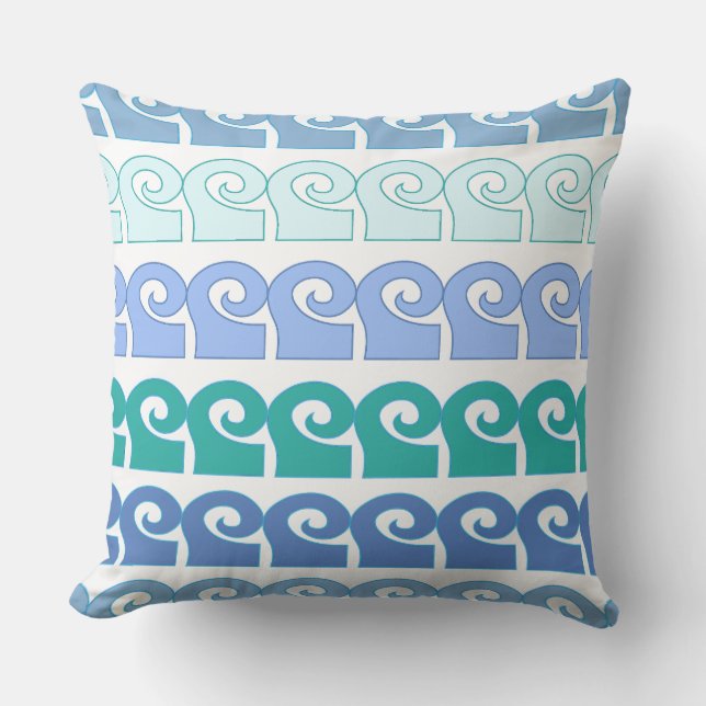 Coussin Motif des vagues modernes dans les tons bleus (Recto)