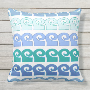Coussin Motif des vagues modernes dans les tons bleus