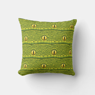 Coussin Motif des yeux de serpent - Abstrait reptile vert