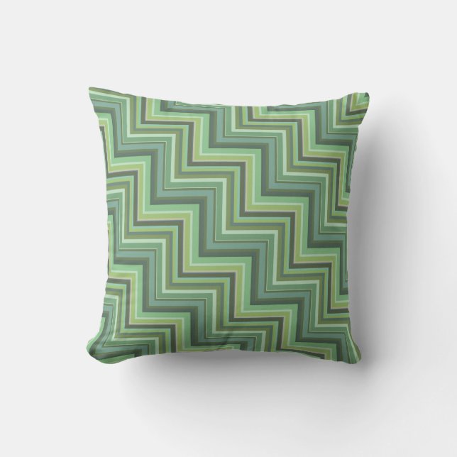 Coussin Motif d'escalier à rayures vert olive (Recto)