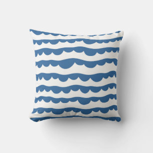 Coussin Motif d'esquisse Bleu Bleu Bord de paille