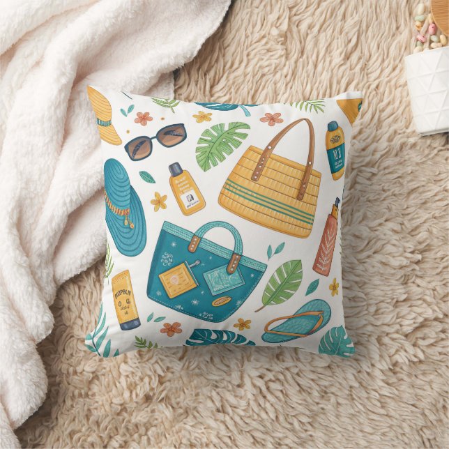 Coussin Motif d'essentiels de plage estivale (1) (Couverture)