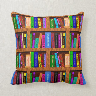 Coussin Motif d'étagères à livres de bibliothèque pour des
