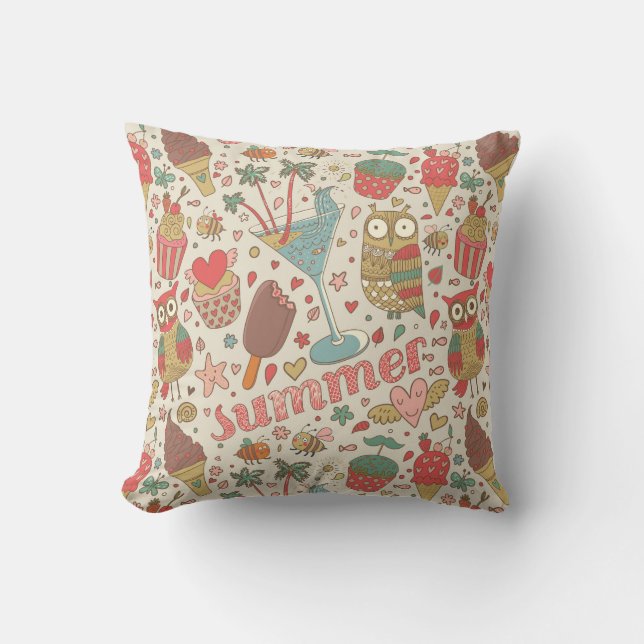 Coussin Motif d'été avec la crème glacée (Recto)