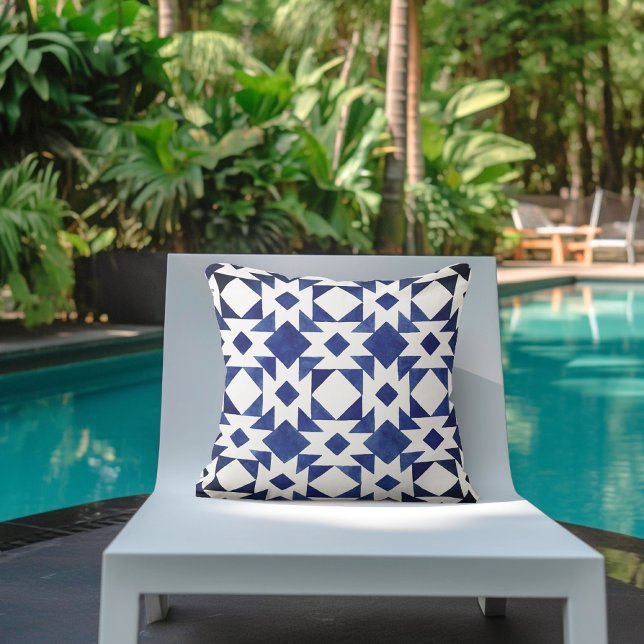 Coussin Motif d'été bleu blanc (Créateur téléchargé)