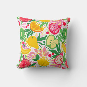 Coussin Motif d'été de l'aquarelle de fruits tropicaux