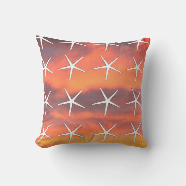 Coussin Motif d'étoile blanche Orange Sunset Sky Paysage (Recto)