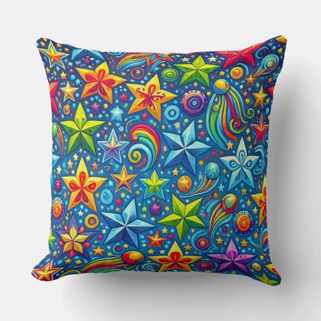 Coussin Motif d'étoiles colorées (Recto)