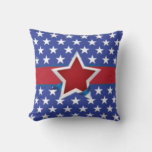 Coussin Motif d'étoiles patriotique rouge blanc et bleu