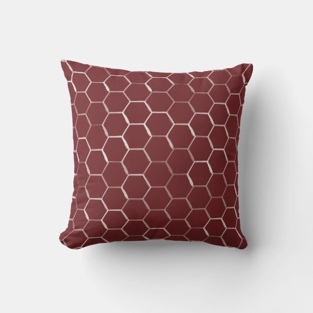 Coussin Motif d'hexagone de ruche de nid d'abeilles en (Recto)