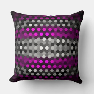 Coussin Motif d'hexagones magenta et gris