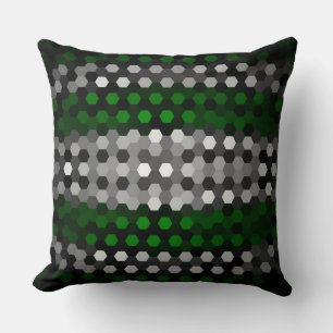 Coussin Motif d'hexagones verts et gris