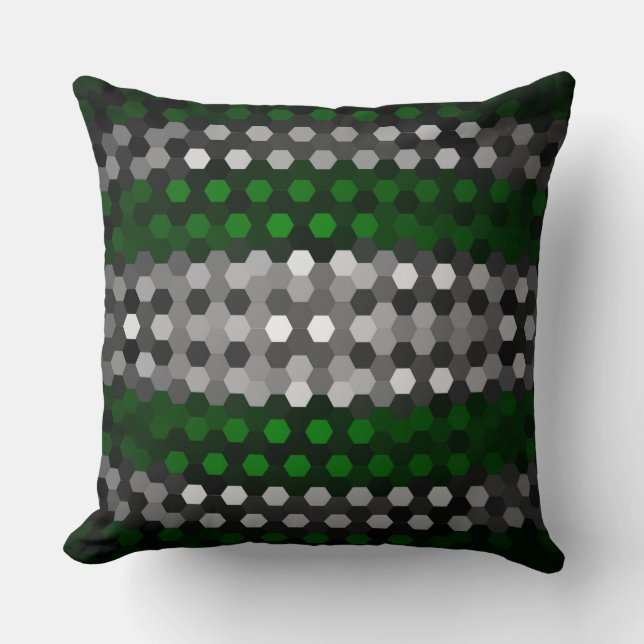 Coussin Motif d'hexagones verts et gris (Recto)