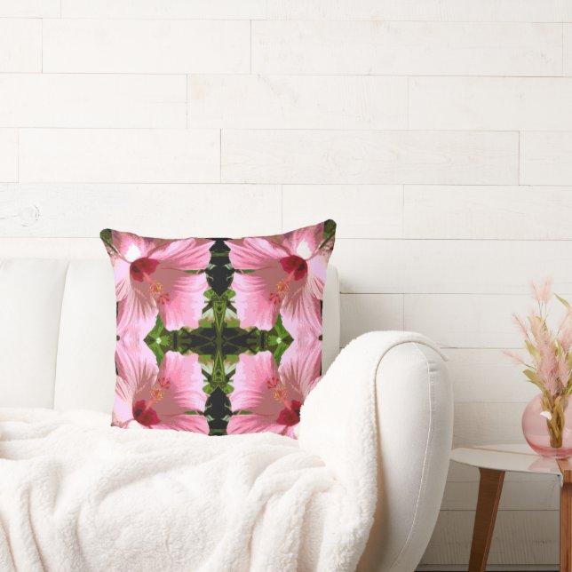 Coussin Motif d'Hibiscus rose (Canapé)