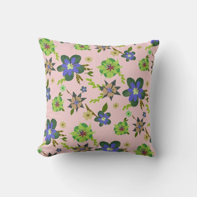 Coussin Motif d'Hibiscus rose violet moderne (Recto)