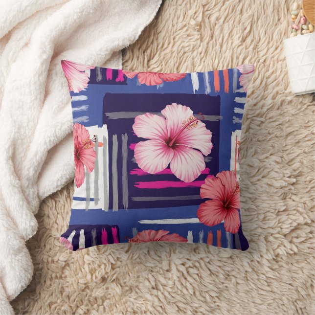Coussin Motif d'Hibiscus Tropical Côtier (12) (Couverture)